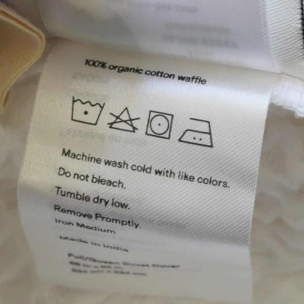Quince Waffle Duvet Cover Organic Cotton WHITE  Full Queen Duvet ONLY NEW - Picture 7 of 7